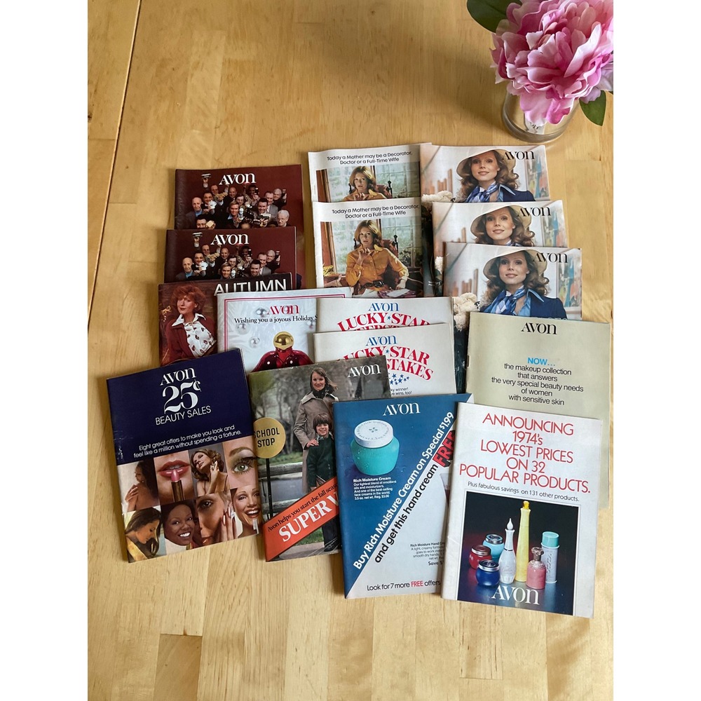 Vintage 1974 Avon Sales Brochures Lot of 15 70s Beauty Catalogs Ephemera